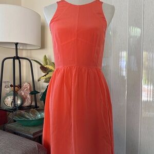 Rebecca Taylor Coral 100% Silk Short Sleeveless Sundress Dress Sz 2